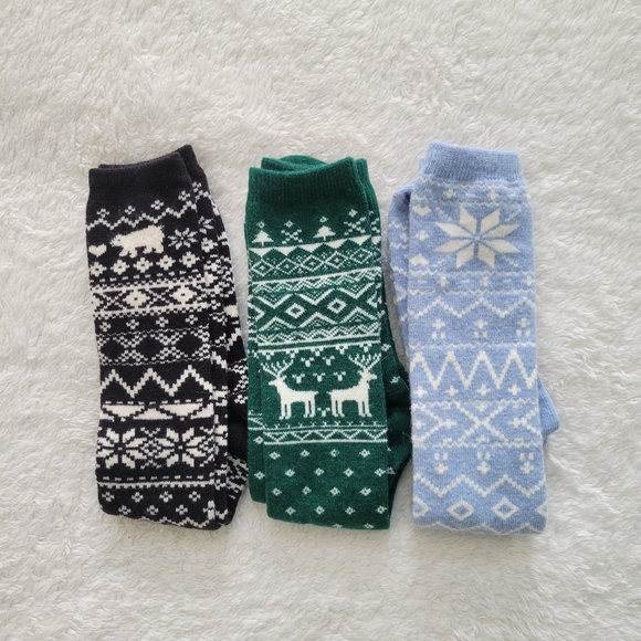 NWOT Old Navy wool-blend tall boot socks with fair isle patterns (lot of 3) - Picture 4 of 6